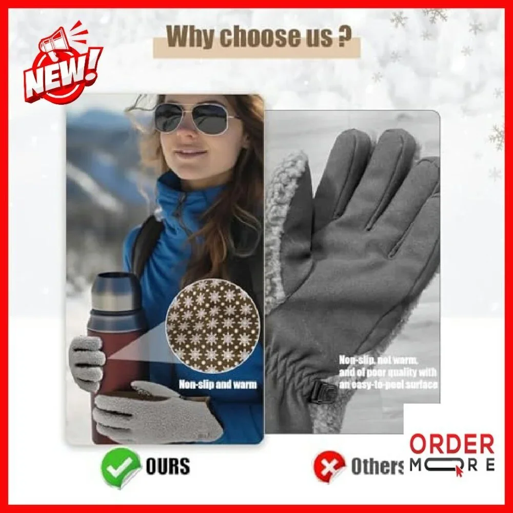 Women's Sherpa Gloves with 3M Thinsulate Insulation Anti-Slip Grip
